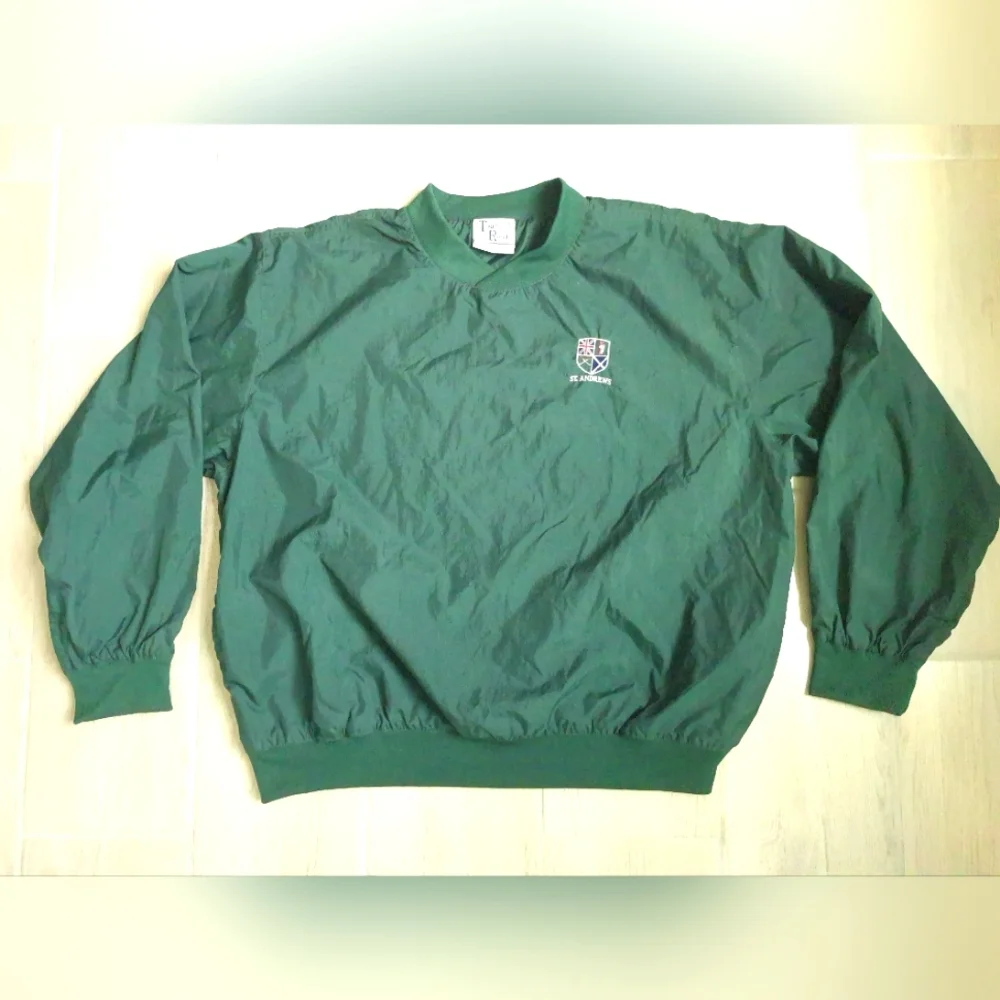 Vintage Tour Ready St. Andrews Men's Green Golf Pullover Windbreaker - Size XL